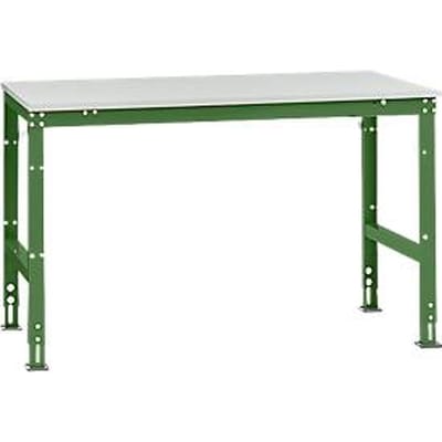 Manuflex werktafel UNIVERSAL Standaard, 1500 x 1000 mm, melamine lichtgrijs, resedagroen