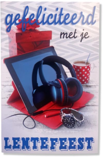 Lentefeest Wenskaart Tablet - 12x17cm - Gevouwen kaart inclusief envelop