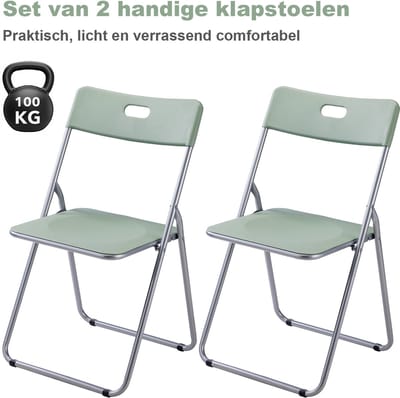 Bardi Set van 2 Klapstoelen – Comfortabel & Lichtgewicht – 100 kg Draagkracht – Opvouwbare Stoelen voor Binnen & Buiten – Ruimtebesparend & Onderhoudsvriendelijk – 43 x 38 x 87 cm - GROEN