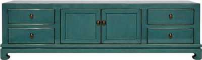 Fine Asianliving Chinese TV Kast Teal High Gloss B180xD40xH50cm Chinese Meubels Oosterse Kast