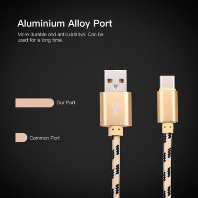 Câble de chargeur USB Type C Câble de données de chargement TypetoC Câble de téléphone Synchronisation de données Nylon tressé noir