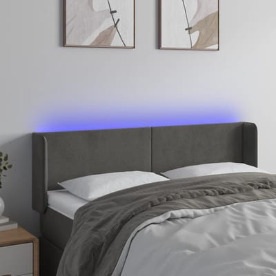 vidaXL - Hoofdbord - LED - 147x16x78/88 - cm - fluweel - donkergrijs