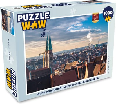 Puzzel Witte wolkenformatie boven Neurenberg - Legpuzzel - Puzzel 1000 stukjes volwassenen