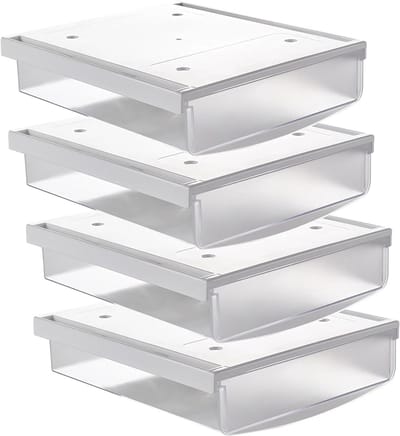 Onderbureau Laden - Verborgen Opbergers - Bureau Ordenen - Zelfklevend - 4 stuks 3.5L - Mat Transparant