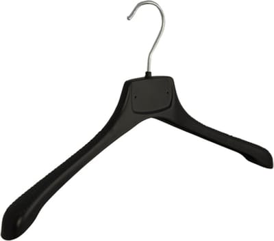 De Kledinghanger Gigant - Mantelhanger - Kostuumhanger - Jassenhanger - Volwassenen - MR40 - 50 Stuks - Kunststof - Zwart - Gebogen Model - Schouderverbreding 2,5 cm - 40 cm - Kledinghanger - Kleerhanger - MR-Serie (MR40_00/50)
