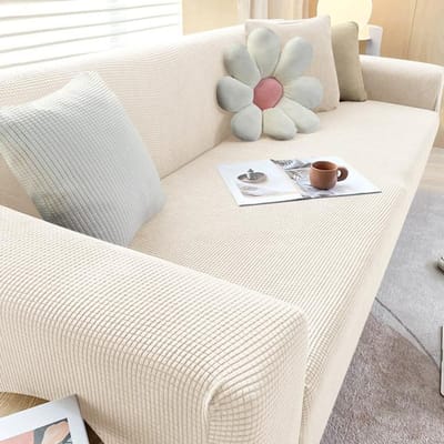 Elastische Jacquard Stoffen Bankhoes Stretch Bankhoes Modulaire L-vormige Bankhoes Hoekhoes voor Woonkamer 1 /2 /3 /4 Zits 2 seats (140-180cm) white