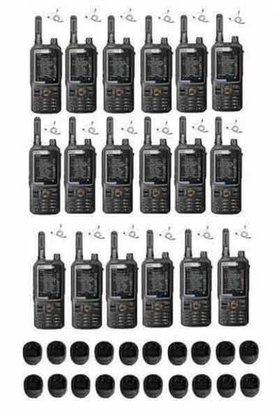 Set van 18 Inrico T320 V2 4G LTE Zello Portofoon, GPS, Wifi met tafellader en beveiliging oortje