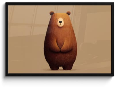 Poster in lijst - Fotolijst 90x60 cm - Posters - Beer - Minimalistisch - Bruin - Posterlijst zwart - Decoratie - Wanddecoratie woonkamer - Muurdecoratie slaapkamer