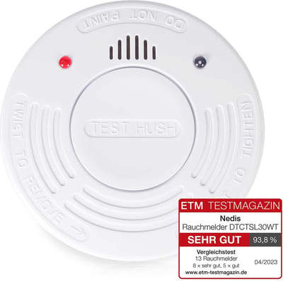Nedis Rookmelder - Batterij Gevoed - Batterijlevensduur tot: 10 Jaar - EN 14604 - Hush / mute functie - Met testknop - 85 dB - ABS - Wit