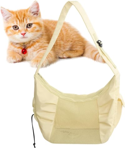 Draagzak voor huisdieren - Reistas kat - Veilig reizen - Ventilatiegaas - 47 x 26 x 32 cm - Geel