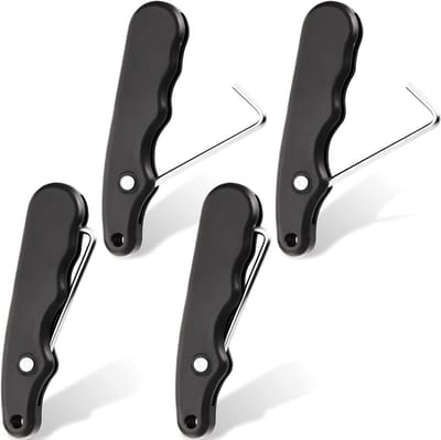 Opvouwbare Veterspanner - Draagbare Trekker - Schaatsen Laten Zitten - 4-Delige Set - 9.5 cm Lengte - Zwart