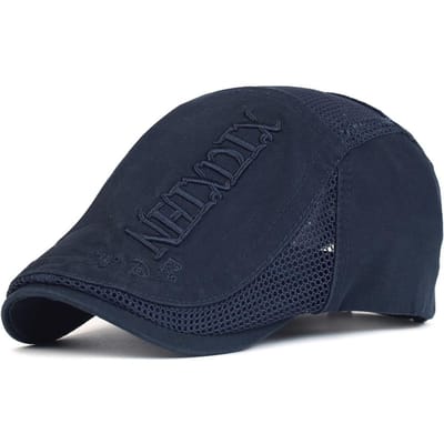 Lente Zomer Mesh Katoen Newsboy Petten Mannen Casual Mode Letter Baret Hoed Golf Rijden Cabbie Hoed Platte Ivy Pet Adjustable 56-59 cm black