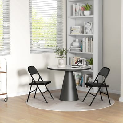 MODFU Klapstoelen Set Van 2 - Opvouwbaar - Gevoerde Zitting - Voor Eetkamer Of Kantoor - Metaal - Zwart - 45 x 46 x 78 cm