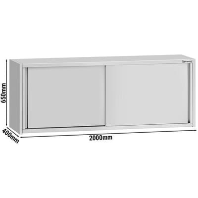 GGM Gastro Edelstahl Wandhängeschrank ECO - 2000x400mm - mit Schiebetür - 650mm hoch