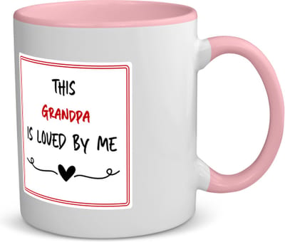 Akyol - this grandpa is loved by me koffiemok - theemok - roze - Opa - iemand die houdt van zijn opa - verjaardag - cadeautje voor opa - opa artikelen - kado - geschenk - 350 ML inhoud
