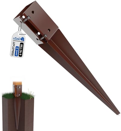 Verstelbare Paalhouder - Grondpen Anker - Schutting Plaatsen - Swift Clamp Systeem - 75 x 600 mm - Bruin