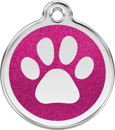 Red Dingo Hondenpenning 20 mm pootje glitter roze