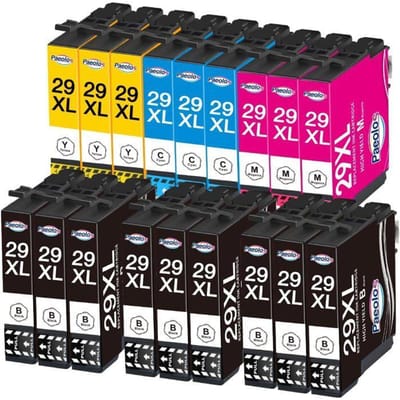 Cartouches d'encre 29XL - Paeolos - Compatible Epson - 18 pièces - 500 pages noir - Multi-couleurs