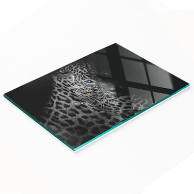 Decoratieve glazen snij- en serveerplank met luipaardprint, 80x52 cm