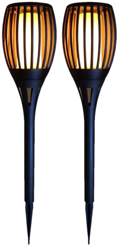 Tuinfakkel Solar - 2x - met vlameffect - prikspot - 78 cm - warm wit licht - tuinlamp