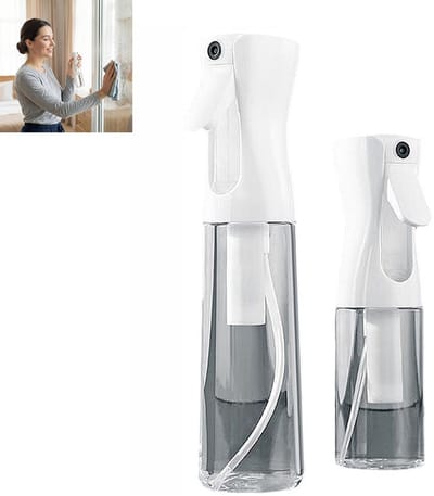 2-stuks Plantenspuit - Sprayfles continu sproeier - Plantenspuit - Navulbare spuitfles - 360° spuitkegel, ultrafijne nevel, lekvrij - Plastic - inhoud 200/300 ml - 24×6 cm - Geschikt voor haarverzorging, planten en schoonmaken - Wit