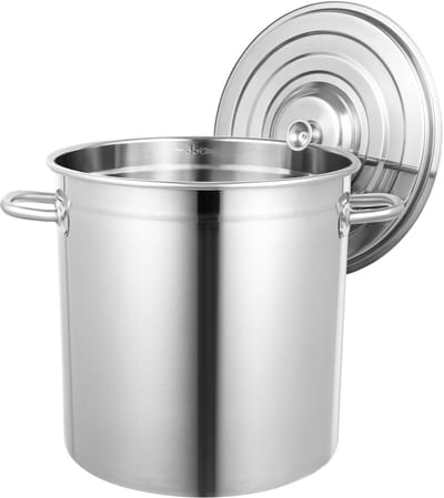 Soeppan met Deksel - Grote Ketel - Grote Porties Koken - Houdt Gerechten Warm - 35 Liter - Zilver