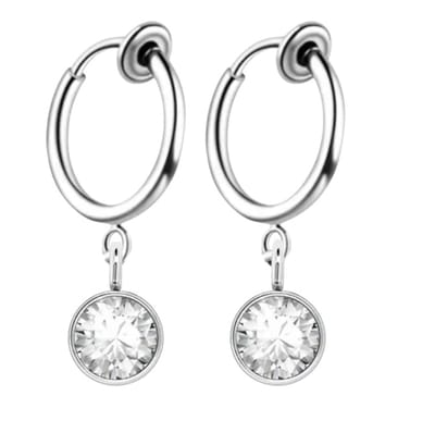 Klem oorbellen -Arcen- wit- Zilverkleur-geen gaatje-Charme Bijoux