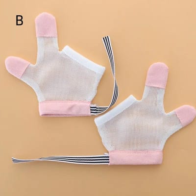 2 STUKS Baby Kinderen Anti-Bijt Eet Handbeschermingshandschoenen Voorkom Baby Kinderen Van Vingers Help Stoppen Met Nagels Zuigen Onschadelijk Pak white
