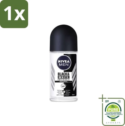 1 x Nivea Men – Deodorant Roller – Invisible for Black & White – 50 ml - Deodorant Rol - Anti-vlek - Zweetbestendig - Huidbeschermend - Kledingbeschermend