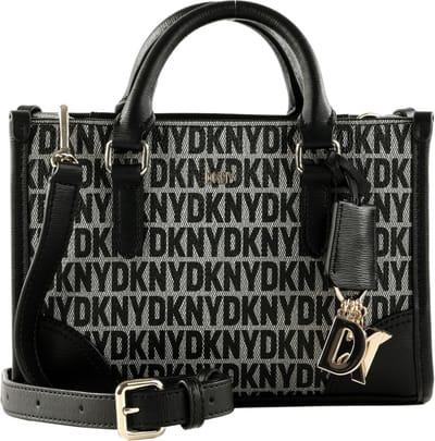 DKNY Handtas Schoudertas Perri SM Box Satchel Bag Logo / Black Zwart