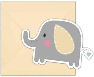Baby Olifant Uitnodigingen 6st