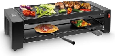 Pizza Raclette Grill - Compacte Gourmet - Gezellig Eten - Dubbele Functionaliteit - Zwart