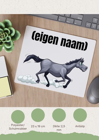 Akyol - rennend paard met eigen naam Muismat - Paarden - paarden liefhebbers - iemand die houdt van paarden - verjaardag - cadeau - kado - 23 bij 19 cm