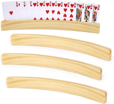 SnelShoppen - Card Holder voor Speelkaarten, 4 Stuks, Houten Kaartenhouder 33 cm, Multifunctionele Speelkaarthouder, Handsfree Houten Kaartenhouder vo