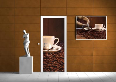 Deursticker Muursticker Koffiebonen | Bruin | 91x211cm