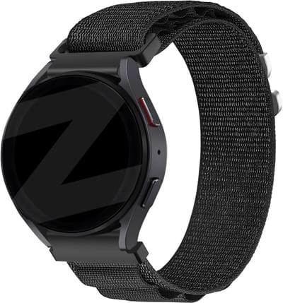 Bandz Smartwatch bandje 22mm Alpine nylon - geschikt voor Samsung Galaxy Watch 3 45mm / 1 46mm / Gear S3 - Amazfit GTR 2/3/4 - Xiaomi Watch S1 / 2 (Pro) / S3 / Mi Watch - Polar Vantage M / Grit X / V3 - OnePlus Watch (2 / 2R / 3) - zwart