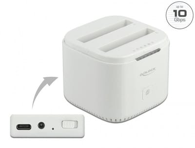 Delock USB Type-C™ 3.2 Docking Station for 2 x 2.5″ SATA HDD / SSD with Clone Function