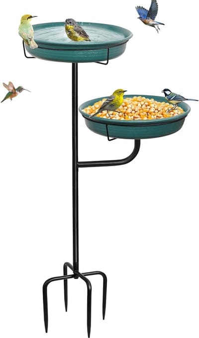 Vrijstaand vogelbad schaal voor wilde vogels in de tuin - groen