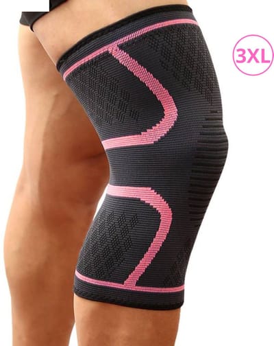 Nivard Sportbrace Knie - Kniebrace - Knee Sleeves Powerlifting - Knee Support - Compressie Knie Brace - Knee Wraps - Dames - Heren - Roze - Maat XXXL