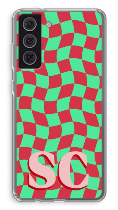 Gepersonaliseerd - Case Company® - Hoesje geschikt voor Samsung Galaxy S21 FE hoesje - Grid Monogram - Soft Cover Telefoonhoesje - Bescherming aan alle Kanten en Schermrand