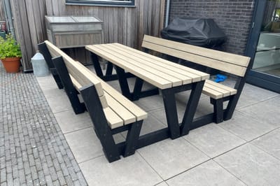 Rockwood® Picknicktafel Eik - Zwaar Kunststof - Mineral Grey (175kg) 1.80m