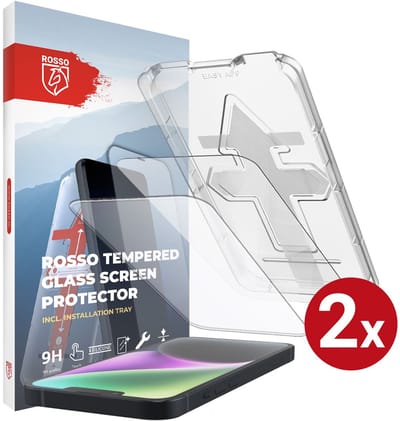 Rosso Screenprotector Geschikt voor Apple iPhone 14 | 9H Tempered Glass | Beschermglas | Glasplaatje | Case Friendly | Met Installatietray | Eenvoudige montage | 2-Pack