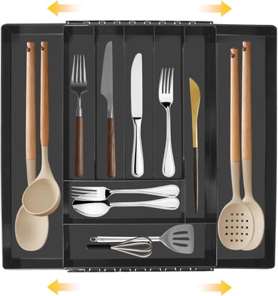Bestekbak Keukenorganizer - Verstelbare Lade Organizer - 8 Vakken - Ruimtebesparend en Duurzaam - Geschikt voor Kleine en Grote Laden - BPA-vrij Polypropyleen