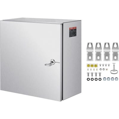 VEVOR Nema Roestvrijstalen Behuizing, 30x30x20 Cm Nema 4x Stalen Schakelkast, Ip66 Waterdicht en Stofdicht, Elektrische Aansluitdoos voor Buiten/Binnen Met Montageplaat