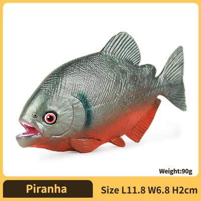# Wild Dier Piranha Beeldje Levensgetrouw Vis Hand Figuur - Educatief Speelgoed voor Jongens Meisjes en Kinderen Vanaf 3 Jaar Verzamelaarsobject gray