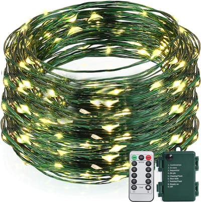 BOTC Lichtsnoer Binnen en Buiten Met Afstandsbediening - Fairy Lights 20 meter - 200 LED Lampjes Slinger - Soothe Lichtsnoer Binnen - Op Batterijen - Warm White - Groen