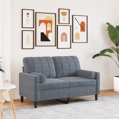 vidaXL - Tweezitsbank - met - sierkussens - 120 - cm - fluweel - donkergrijs