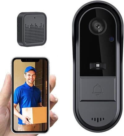 Draadloze Deurbel Camera - Videofoon Beveiliging - Huisbewaking Thuis - Tweeweg Audio Nachtzicht - IP65 Waterdicht - Zwart
