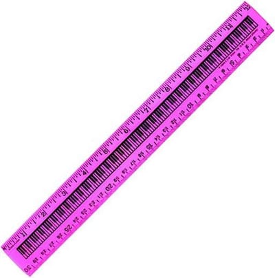 Liniaal met pianotoetsen 25 cm verschillende kleuren