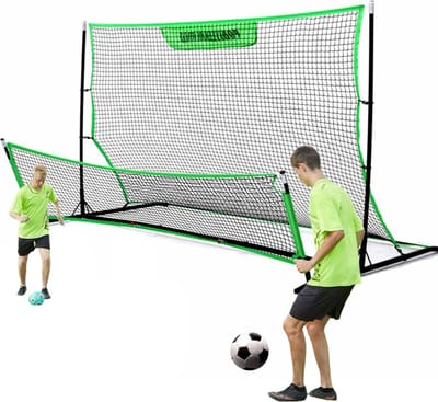 XXL Voetbaldoel - Tchouk - Voetbal Goal 203*117*117 cm - Voetbal rebounder-Voetbalgoal Groot - Buitenspeelgoed voor Kinderen en Volwassenen - Snelle Montage - Voetbal Training Doel - Metaal - Zwart/Groen- Cadeau voor Vaderdag